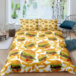 Ameerika kiirtoidu tekikate komplekt T&auml;issuurus Pol&uuml;ester Pitsa Hotdog Hamburgeri tr&uuml;kiga Voodipesu komplekt Friikartulid Joonisfilmiga tekkikate 135x200cm