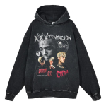 Ameerika Retro XXXTentacioni tegelaseprindiga Hip Hopi kapuutsiga dressipluus XXXL black