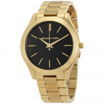 Michael Kors MK3478 Slim Runway Must sihverplaadi kuldse tooniga naiste k&auml;ekell 42mm kuld