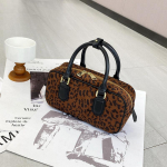 Mitmek&uuml;lgne ja lihtne bowlingu ehtne nahast &uuml;he&otilde;la crossbody naiste kott retro k&auml;ekott leopardimustriline v&auml;rv