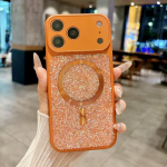 Luksuslik S&auml;delevate Kivistide Magnetiline &Uuml;mbris iPhone Air 17 16 15 14 13 Pro Max jaoks Kriimustusvastane Suure Klaasaknaga Kaamera Kaitsekaas iPhone 13 Pro orange