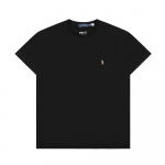 Ralph Lauren Suvine Meeste ja Naiste 100% Puuvillane &Uuml;mmarguse Kaelusega T-s&auml;rk Klassikalise Pony Tikitud Logoga S must