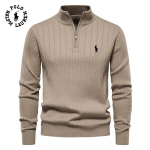 Ralph Lauren tikitud p&uuml;stkraega puuvillane meeste kampsun, vabaaja poollukuga, &uuml;hev&auml;rviline pullover, kvaliteetne meeste kootud kampsun S
