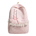 Kawaii Roosa t&auml;piline pitsiline volangidega seljakott t&uuml;drukutele Jaapani JK stiilis ristlitsumisega koolikott algkooli ja p&otilde;hikooli &otilde;pilastele Armas reisikott 30*12*40cm roosa