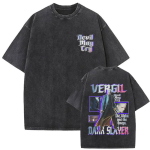 Pestud Vintage M&auml;ng Devil May Cry Vergil Kahepoolse Prindiga T-s&auml;rk Meestele Naistele Gooti &Uuml;lisuur L&uuml;hikeste Varrukatega T-s&auml;rk Streetwear S mitmev&auml;rviline
