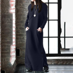 Naiste talvine soe kleit Kevadine tavaline maksikleit Vintage pikk kampsun kleit vabaaja pulloverid pikkade varrukatega n&ouml;&ouml;biga Vestidos L must