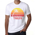 Meeste vintage T-s&auml;rk Graafiline T-s&auml;rk Tarifa Sunset White XS valge