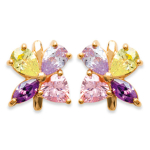 Les Tr&eacute;sors De Lily [D7356] - Boucles plaqu&eacute; or 'Chevrefeuille' Rose Mauve dor&eacute; - 11x12 mm lilla