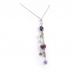 NOA [H2421] - Sautoir Cr&eacute;ateur 'Emilie' marron argent&eacute; lilla