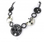 NOA [H9039] - Collier Cr&eacute;ateur 'Carmen' noir blanc must