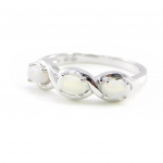 Les Tr&eacute;sors De Lily [I8858] &ndash; h&otilde;bedane s&otilde;rmus 'Goddess Opal' H&otilde;bevalge (roodiumiga kaetud) &ndash; 19x5 mm valge