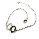 Les Tr&eacute;sors De Lily [N7118] - Bracelet Argent 'Sissi' noir blanc h&otilde;be