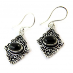 Les Tr&eacute;sors De Lily [N8346] - Boucles Cr&eacute;ateur 'Navajos' noir argent&eacute; h&otilde;be