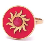 Les Tr&eacute;sors De Lily [Q8731] - Bague cr&eacute;ateur acier 'Soleil' rose fuschia dor&eacute; - 15x15 mm Heleroosa
