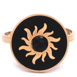 Les Tr&eacute;sors De Lily [Q8733] - Bague cr&eacute;ateur acier 'Soleil' noir dor&eacute; - 15x15 mm must