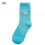 Unisex Autumn Winter Funny Cartoon Solid Color Elastic Cotton Middle Tube Crew Socks Creative Socks helesinine v&auml;rv