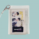 L&auml;bipaistev kaardihoidja PVC kokkupandav l&uuml;hike rahakott, mis sisaldab Korea moe naiste t&uuml;drukute s&auml;ravaid visiitkaarte kaelarihmaga valge