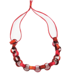 Les Tr&eacute;sors De Lily [R1250] - K&auml;sit&ouml;&ouml; pikk kaelakee 'Aluminirock' oranž punane - 100 cm - 28x1. 5 cm oranž