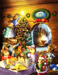 5D DIY teemantmaal  Christmas Cat Mouse  Teemantkivist tikand ristpistes 20X30CM
