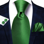 Hi-Tie Fashion Meeste Roheline Soild Kaelalips Hanky ​​Mansetin&ouml;&ouml;bid &auml;ripulmadeks N-3364 roheline