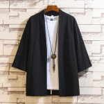 Meeste jaapani kimono klassikaline uus stiil, moekujundus vabaaja kardigan vabaaja ees avatud jope jakk, must plusssuuruses S must