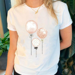 t-s&auml;rk akvarell &otilde;hupalliriided naiste moe daam naiste mustriga riided kevadsuvi l&uuml;hikeste varrukatega T vabaaja multifilmi graafiline t-s&auml;rk S valge