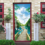 Maastikuga uksekleebised 3D Eemaldatavad Vinilos Para Puertas Kleepuv tapeet Kunstseinamaalingud uste jaoks Biblioteek Kaasaegne kodukaunistus DZMT371