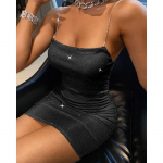 Seksikad peoklubi kleidid Naiste Soliidne varrukateta Kett Bodycon Kleit Suvine Litritega Minikleit Daami Vestidos 21380 S must