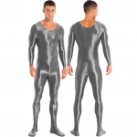 Meeste &uuml;hes t&uuml;kis pikkade varrukatega paagiga Unitard džemprikoos, veniv spandex Bodysuit rombid XL