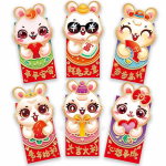 12 TK Hiina punased &uuml;mbrikud Hiina uusaasta j&auml;nese aasta &otilde;nnelik raha &uuml;mbrikud punased taskud kevadfestivali Hong Bao &uuml;mbrikud 6PCS