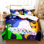 3D Rainbow Friends voodipesukomplektid tekikott koos padjap&uuml;&uuml;riga, kaheinimesevoodi, t&auml;issuuruses kuninganna voodiriided voodipesu US Twin 173x218