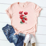 Flower Lovely Tee Top Moodne T-s&auml;rk Riietus 90ndate Sweet Style Trend vabaaja l&uuml;hikeste varrukatega naiste prinditud naiste graafiline T-s&auml;rk S