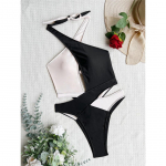 Seksikas kokkul&otilde;igatud p&auml;itsed seljata Monokini &uuml;hes t&uuml;kis naiste ujumisriided Naiste ujumisriided k&otilde;rge l&otilde;ikega supelkost&uuml;&uuml;m ujumine S must