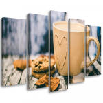 Viieosalise pildiga l&otilde;uendiprint Coffee Cup Retro 100x70 beež