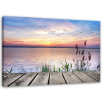 L&otilde;uendiprint Footbridge by the Lake Sunset 60x40 lilla