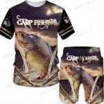 Meeste 3D Kala Prinditud Sport Kalap&uuml;&uuml;k Telkimine Kamuflaaž jahindus T-s&auml;rkide komplekt meeste riietele T&auml;navar&otilde;ivad Suures suuruses T-s&auml;rgid/l&uuml;hikesed p&uuml;ksid/&uuml;likonnad XS