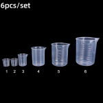 6 tk/komplekt 20ml/30ml/50ml/250ml/500ml/1000ml l&auml;bipaistvast plastikust gradueeritud m&otilde;&otilde;tetops k&uuml;psetuskeedu jaoks Vedeliku m&otilde;&otilde;tekannu tassi konteiner 6pcs a set