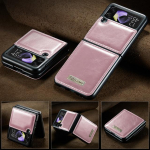 Samsung Flip4 5g nahast telefoni&uuml;mbrisele Zflip4 kate Samsung Galaxy Z Flip4 5g Flip4 Flip 3 Flip3 p&otilde;rutuskindlale kaitse&uuml;mbrisele for Samsung z Flip 3 pruun