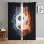 Jalgpall pall Sport tuli vesi jalgpall t&uuml;llkardinad elutoa kaunistamiseks &scaron;ifoon Sheer Voile k&ouml;&ouml;k magamistoa kardin 1 PCS W100XH250cm