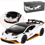 1:24 skaala sulamist survevaluauto mudel Lambo Huracan STO 2021 jaoks, tagasit&otilde;mmatavad s&otilde;idukid, mudelautod, valguse ja heliga m&auml;nguasi lastele t&auml;iskasvanutele 1/24-21x8.5x5.5cm valge/oranž