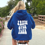 Faith Over Fear Hoodie Trendikas kapuutsid Kristlikud pusad Piiblisalm Hoodie Esteetiline Christian Hoodie Preppy Casual dressipluus S sinine