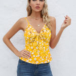 GMXIA naiste moe vabaaja lillemustriga varrukateta sukad S kollane