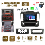 8-tolline Android autoraadio multimeedia videopleier Nissan Tiida C11 2004-2013 Nupuga Carplay WiFi BT 2 Din 2+32GB 1+32GB,B