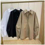 S&uuml;gisene korea moe &uuml;hev&auml;rviline Lihtne latern pikkade varrukatega s&auml;rk Allakaelusega topid Naiste avarad riided Blusas 29581 S khaki
