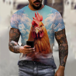 Meeste T-s&auml;rk meestele 3D Prinditud Looma Kukk Graafilised T-s&auml;rgid Suurem&otilde;&otilde;tmelised Topid T&auml;nav l&uuml;hikeste varrukatega T-s&auml;rk Suvised meeste riided XS