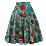 Naiste Runway Puuvill Retro Vintage Seelik Must Faldas K&otilde;rge V&ouml;&ouml;koht Rockabilly Jupe Swing Vihmavarju seelikud Pin Skater M blue
