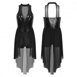 Naiste litritega kleit, l&uuml;&uuml;riline tantsukost&uuml;&uuml;m, varrukateta v&otilde;rgust seelikuga trikoo v&otilde;imlemis- ja tantsuriided XL