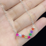 POMOiii uus imitatsioon, seitsmev&auml;rviline vikerkaare naturaalne turmaliini ripats kaelakee naiste rangluukett 45cm valge kulla v&auml;rv