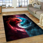 Yin ja Yang 3D Naturalize Hiina Tai Chi vaibavaip koduseks elutoa diivani uksemati sisekujunduseks, lasteala vaip libisemiskindel matt 40x60cm