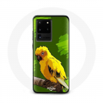 Rohelise taustaga &uuml;mbris Samsung Galaxy S20 Ultra Yellow Parakeet Birds jaoks